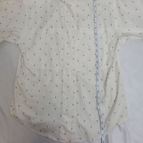 VINTAGE 90s shirt white printed cotton button up top M - Picture 9 of 11
